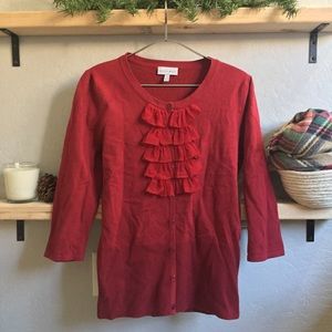 Fashion Bug Red Long Sleeve Sweater Cardigan